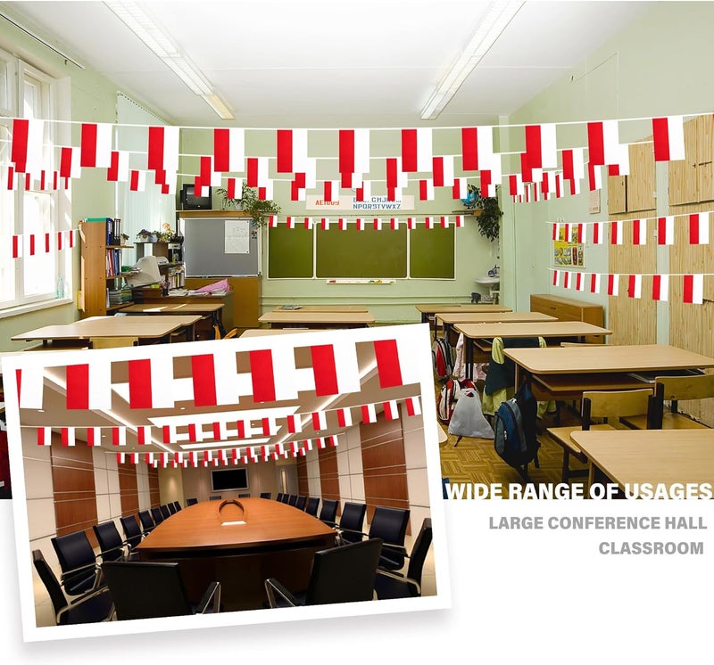 MVPRING Poland String Flag Pennant Banner, Small Mini Polish Flags Bunting Banner, National Country Decoration for School, Party, Sports Events, Patriotic Festival, 33 Feet 30 Flags - Image 2